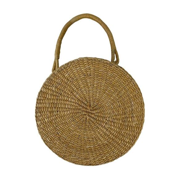 Romar Corp 90's Coastal Round Woven Rattan Clutch Purse Straw Handbag Neutral - Picture 16 of 16